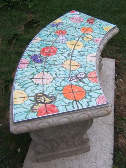 Ceramic Tile Garden Bench by George Woideck of Artisan Architectural Ceramics